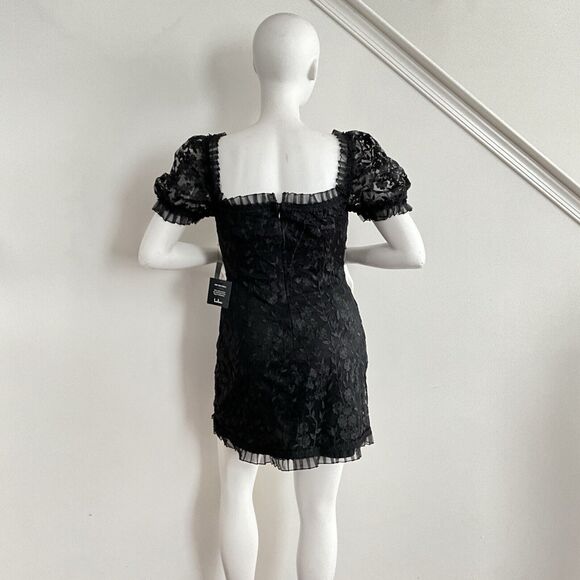 Lulus Dress Women XL Black Delightful Date Embroidered Ruffle Mini - Picture 6 of 13